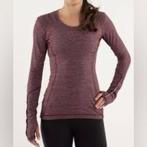 Lululemon Star Runner Long Sleeve Top Tonka Stripe Bordeaux - Size 4 altered